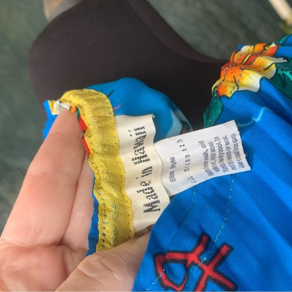 Vintage 1970’s bright blue Hibiscus & Palm trees Hawaiian holiday Muu Muu O/S - Picture 8 of 9